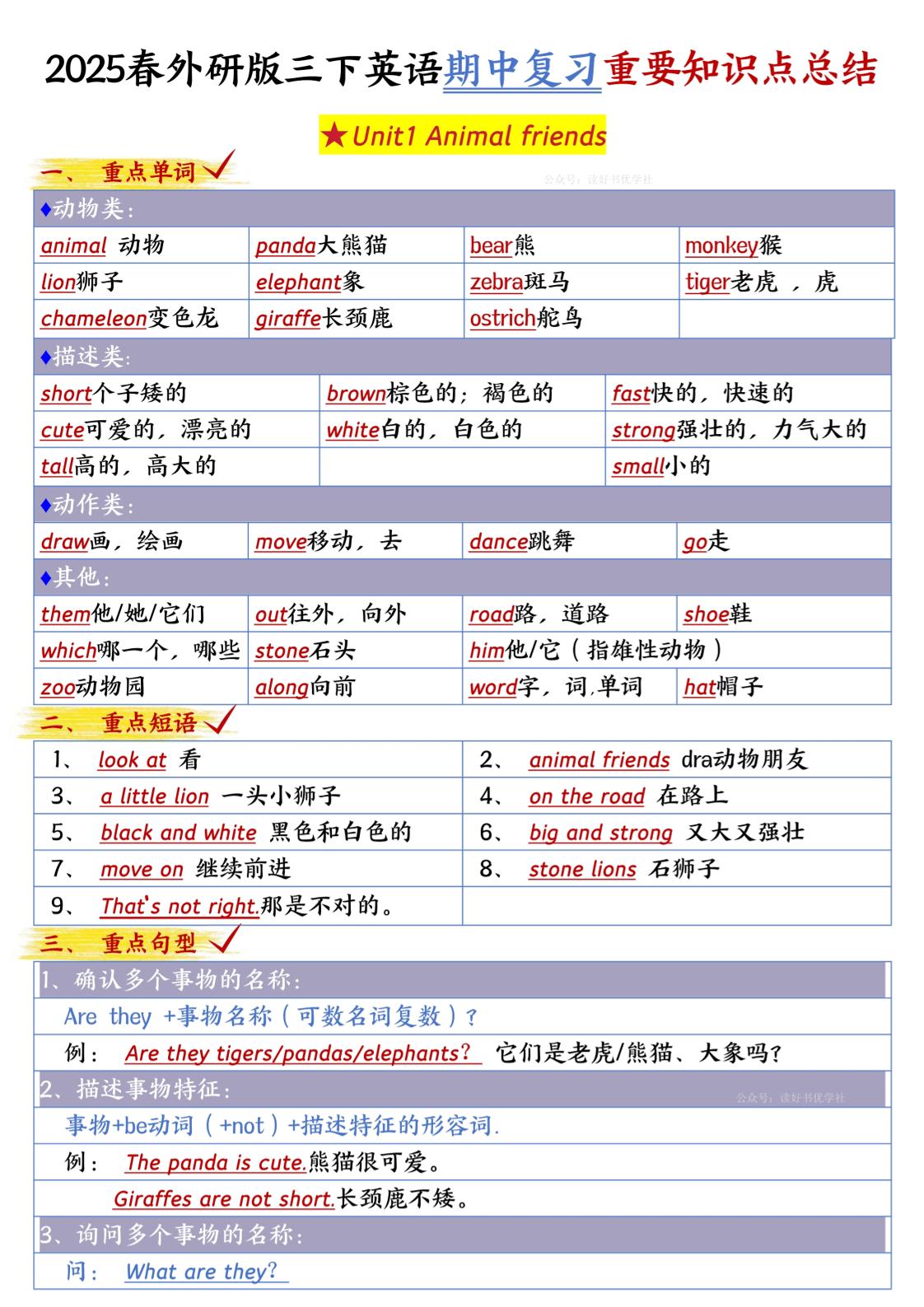 三下英语外研期中知识清单1-玖零笔记