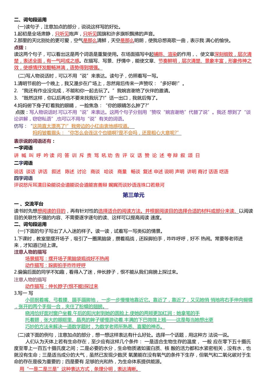 六上语文1-8单元园词句段运用知识点（新版本）docx