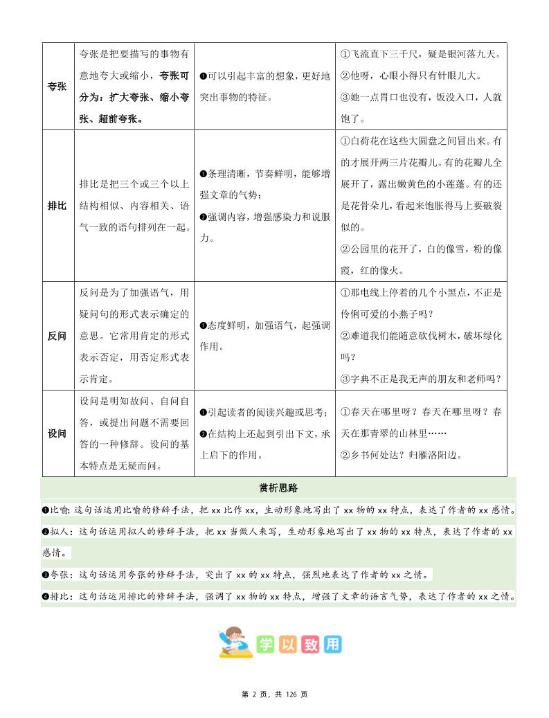 三下语文1-8单元《主题阅读》知识梳理+精选阅读理解（含答案126页）