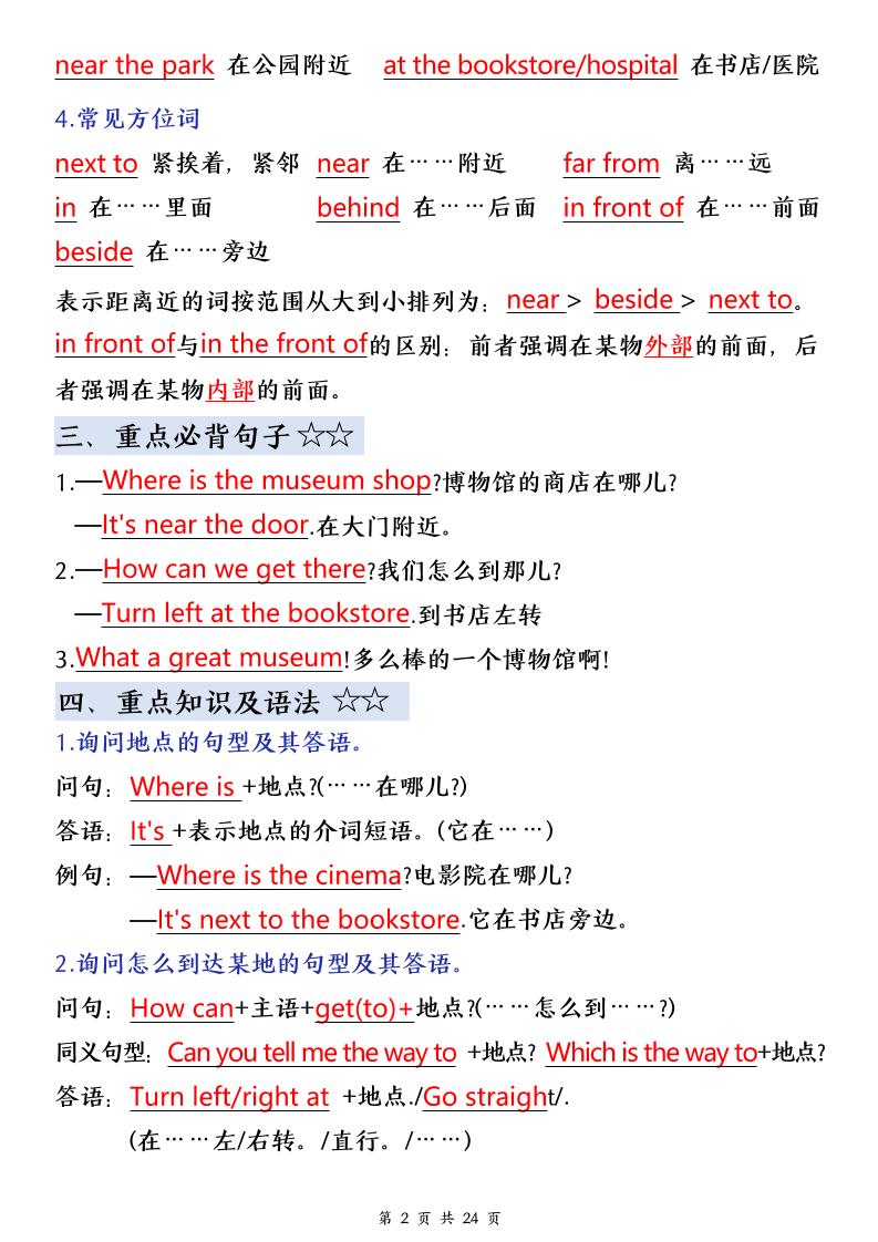 25年秋六上英语必备知识点汇总（单词+短语+句型+语法+写作）24页