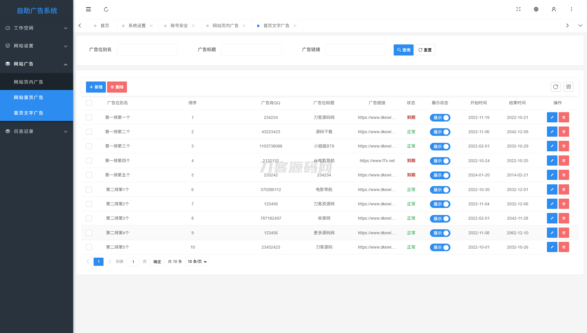 最新全开源版本 网站自助广告投放系统源码 附安装教程-玖零笔记
